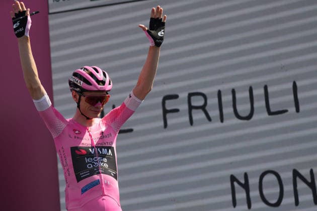 Denmark™s Jonas Vingegaard Hansen of Team Visma Lease A Bike during Stage 20 of the Giro d™Italia, from Gemona del Friuli to Piancavallo, Italy, Saturday, May 30, 2026.  Copyright: xSimonexSpada LaPressex