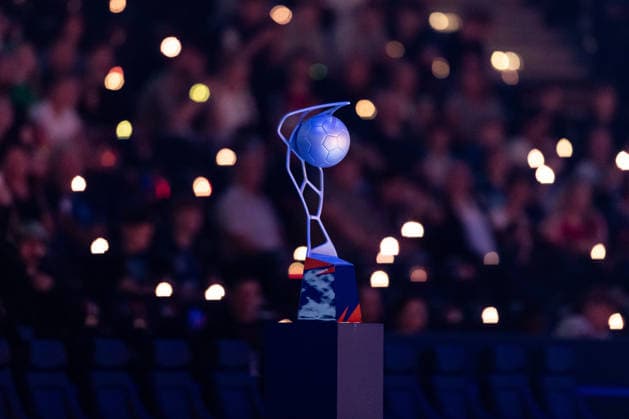. The EHF-Cup during the handball semi-final of the the Winamax EHF Finals 2026 between Montpellier Handball and THW Kiel at Barclays Arena on May 30, 2026 in Hamburg, Germany. -