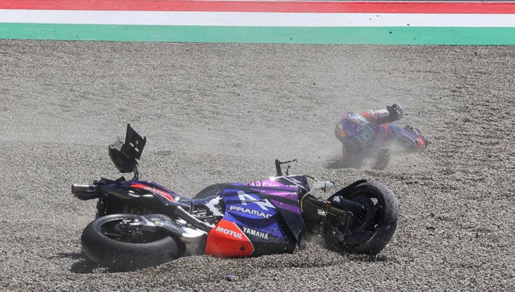 30.05.2026, Autodromo Internazionale del Mugello, Mugello, MotoGP Grosser Preis von Italien 2026 ,im Bild Unfall von Toprak Razgatlioglu (TUK), Prima Pramac Yamaha MotoGP (Photo by Hasan Bratic DeFodi Images) -
