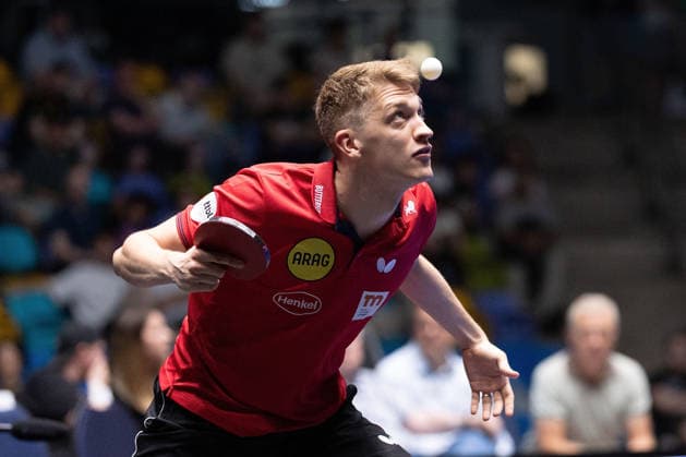 Anton Kaellberg (SWE, Borussia Duesseldorf) serve during the semifinal matches Borussia Düsseldorf TTC Schwalbe of the Liebherr TTBL Final4 at the Süwag Energie ARENA on May 30, 2026, in Frankfurt, Germany Copyright: JoaquimxFerreira