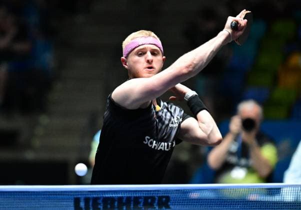 RECORD DATE NOT STATED Roman Ruiz im Halbfinale des TTBL Final Four in Frankfurt. Der französische Nationalspieler Roman Ruiz vom TTC Schwalbe Bergneustadt im Einsatz gegen Borussia Dusseldorf im Halbfinale des TTBL Final Four in Frankfurt am Main in der Süwag Energie Arena am 30. Mai 2026. Frankfurt am Main Hessen Germany