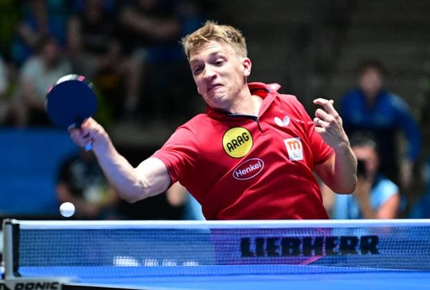 RECORD DATE NOT STATED Anton Kallberg im Halbfinale des TTBL Final Four in Frankfurt. Der Schwede Anton Kallberg von Borussia Düsseldorf im Einsatz gegen den TTC Schwalbe Bergneustadt im Halbfinale des TTBL Final Four in Frankfurt am Main in der Süwag Energie Arena am 30. Mai 2026. Frankfurt am Main Hessen Germany *** Anton Kallberg in the semi-finals of the TTBL Final Four in Frankfurt The Swede Anton Kallberg of Borussia Düsseldorf in action against TTC Schwalbe Bergneustadt in the semi-finals of the TTBL Final Four in Frankfurt am Main at the Süwag Energie Arena on May 30, 2026 Frankfurt am Main Hessen Germany