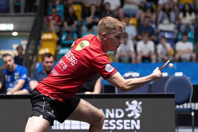 Anton Kaellberg (SWE, Borussia Duesseldorf) in action during the semifinal matches Borussia Düsseldorf TTC Schwalbe of the Liebherr TTBL Final4 at the Süwag Energie ARENA on May 30, 2026, in Frankfurt, Germany Copyright: JoaquimxFerreira