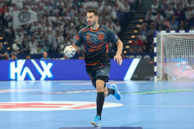 30.05.2026 ,xgox, Handball - EHF European League Halbfinale Montpellier Handball - THW Kiel emspor, v.l. Zvonimir Srna (Montepellier, 11) am Ball, plays the ball Hamburg