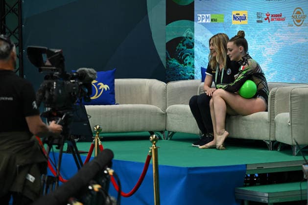 IPA85179896 - DRAGAS Tara (ITA) kiss and cry during European Championships in Rhythmic gymnastics, Rhythmische Sportgymnastik, RSG Gymnastics in Varna, Bulgaria, May 30 2026  Copyright: xFilippoxTomasi IPAxSportx xx 85179896