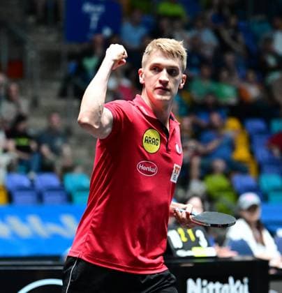 RECORD DATE NOT STATED Anton Kallberg im Halbfinale des TTBL Final Four in Frankfurt. Der Schwede Anton Kallberg von Borussia Düsseldorf im Einsatz gegen den TTC Schwalbe Bergneustadt im Halbfinale des TTBL Final Four in Frankfurt am Main in der Süwag Energie Arena am 30. Mai 2026. Frankfurt am Main Hessen Germany