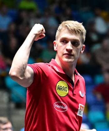 RECORD DATE NOT STATED Anton Kallberg im Halbfinale des TTBL Final Four in Frankfurt. Der Schwede Anton Kallberg von Borussia Düsseldorf im Einsatz gegen den TTC Schwalbe Bergneustadt im Halbfinale des TTBL Final Four in Frankfurt am Main in der Süwag Energie Arena am 30. Mai 2026. Frankfurt am Main Hessen Germany