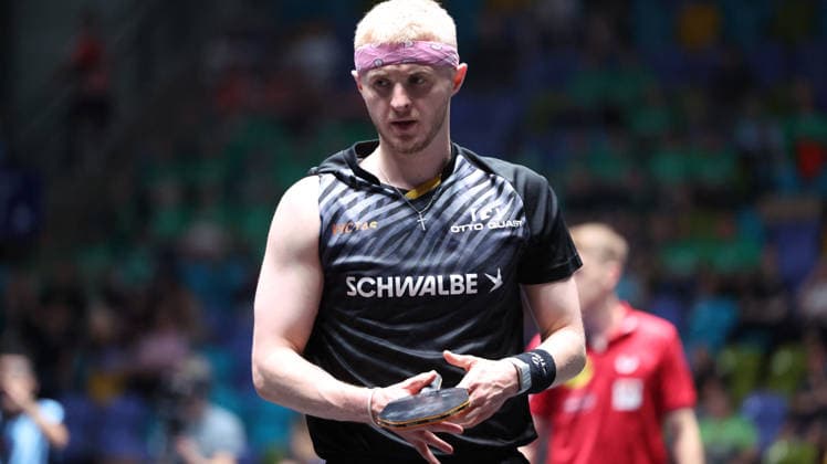 30.05.2026, xrekx, Tischtennis TTBL Final 4, Borussia Düsseldorf - TTC Schwalbe Bergneustadt v.l. Romain Ruiz (TTC Schwalbe Bergneustadt) (DFL DFB REGULATIONS PROHIBIT ANY USE OF PHOTOGRAPHS as IMAGE SEQUENCES and or QUASI-VIDEO) Frankfurt am Main