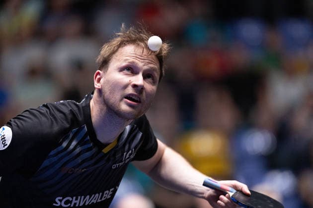Benedikt Duda (GER, TTC Schwalbe Bergneustadt) serve during the semifinal matches Borussia Düsseldorf TTC Schwalbe of the Liebherr TTBL Final4 at the Süwag Energie ARENA on May 30, 2026, in Frankfurt, Germany Copyright: JoaquimxFerreira