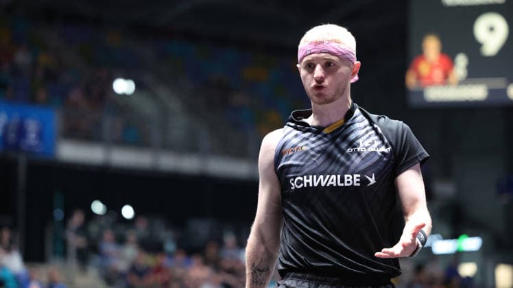 30.05.2026, xrekx, Tischtennis TTBL Final 4, Borussia Düsseldorf - TTC Schwalbe Bergneustadt v.l. Romain Ruiz (TTC Schwalbe Bergneustadt) enttaeuscht, enttäuscht, schaut enttaeuscht, niedergeschlagen, disappointed (DFL DFB REGULATIONS PROHIBIT ANY USE OF PHOTOGRAPHS as IMAGE SEQUENCES and or QUASI-VIDEO) Frankfurt am Main