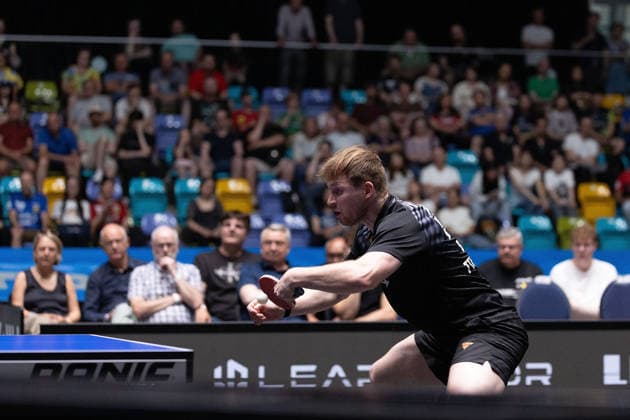 Benedikt Duda (GER, TTC Schwalbe Bergneustadt) in action during the semifinal matches Borussia Düsseldorf TTC Schwalbe of the Liebherr TTBL Final4 at the Süwag Energie ARENA on May 30, 2026, in Frankfurt, Germany Copyright: JoaquimxFerreira
