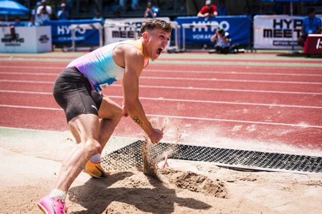 51. Hypomeeting, Goetzis (AT), 30.05.2026 GOETZIS, SWITZERLAND - MAY 30: Simon EHAMMER of Switzerland reacts to his world record in the long jump for decathletes at the 51. Hypomeeting, Goetzis (AT) on May 30, 2026 in Goetzis, Switzerland. Copyright: xBEAUTIFULxSPORTS UlfxSchillerx