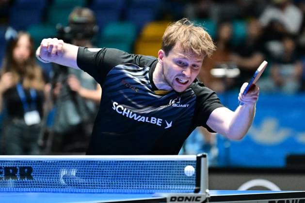 RECORD DATE NOT STATED Benedikt Duda im Halbfinale des TTBL Final Four in Frankfurt. Der deutsche Nationalspieler Benedikt Duda vom TTC Schwalbe Bergneustadt im Einsatz gegen Borussia Dusseldorf im Halbfinale des TTBL Final Four in Frankfurt am Main in der Süwag Energie Arena am 30. Mai 2026. Frankfurt am Main Hessen Germany