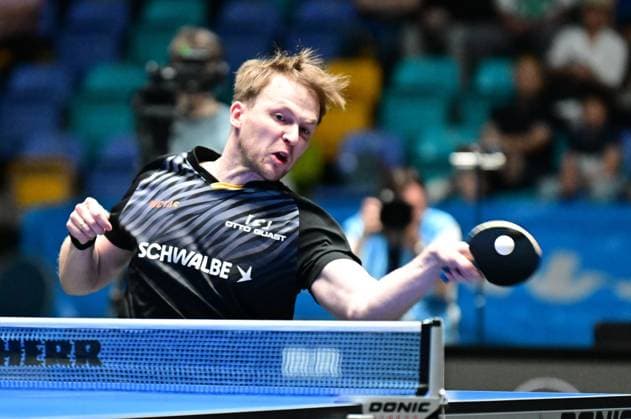 RECORD DATE NOT STATED Benedikt Duda im Halbfinale des TTBL Final Four in Frankfurt. Der deutsche Nationalspieler Benedikt Duda vom TTC Schwalbe Bergneustadt im Einsatz gegen Borussia Dusseldorf im Halbfinale des TTBL Final Four in Frankfurt am Main in der Süwag Energie Arena am 30. Mai 2026. Frankfurt am Main Hessen Germany