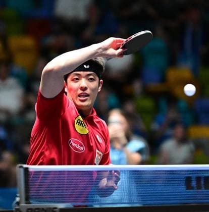 RECORD DATE NOT STATED Dang Qiu im Halbfinale des TTBL Final Four in Frankfurt. Der deutsche Nationalspieler Dang Qiu von Borussia Düsseldorf im Einsatz gegen den TTC Schwalbe Bergneustadt im Halbfinale des TTBL Final Four in Frankfurt am Main in der Süwag Energie Arena am 30. Mai 2026. Frankfurt am Main Hessen Germany