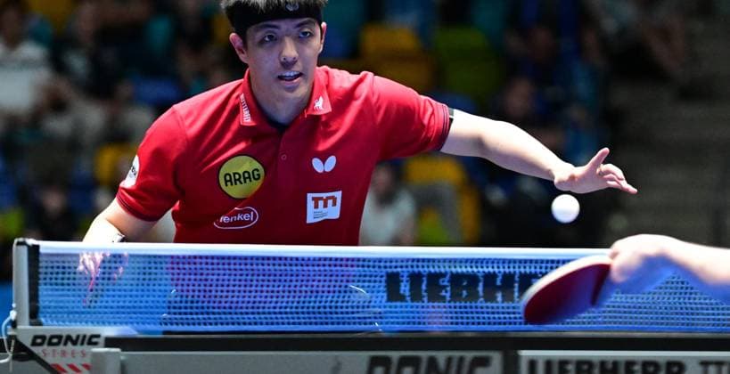 RECORD DATE NOT STATED Dang Qiu im Halbfinale des TTBL Final Four in Frankfurt. Der deutsche Nationalspieler Dang Qiu von Borussia Düsseldorf im Einsatz gegen den TTC Schwalbe Bergneustadt im Halbfinale des TTBL Final Four in Frankfurt am Main in der Süwag Energie Arena am 30. Mai 2026. Frankfurt am Main Hessen Germany