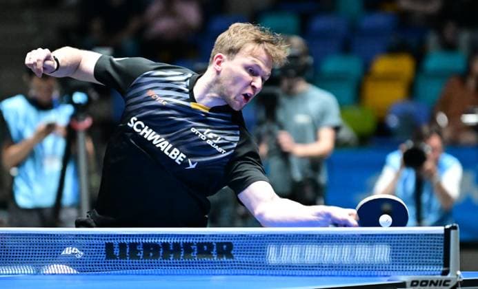 RECORD DATE NOT STATED Benedikt Duda im Halbfinale des TTBL Final Four in Frankfurt. Der deutsche Nationalspieler Benedikt Duda vom TTC Schwalbe Bergneustadt im Einsatz gegen Borussia Dusseldorf im Halbfinale des TTBL Final Four in Frankfurt am Main in der Süwag Energie Arena am 30. Mai 2026. Frankfurt am Main Hessen Germany