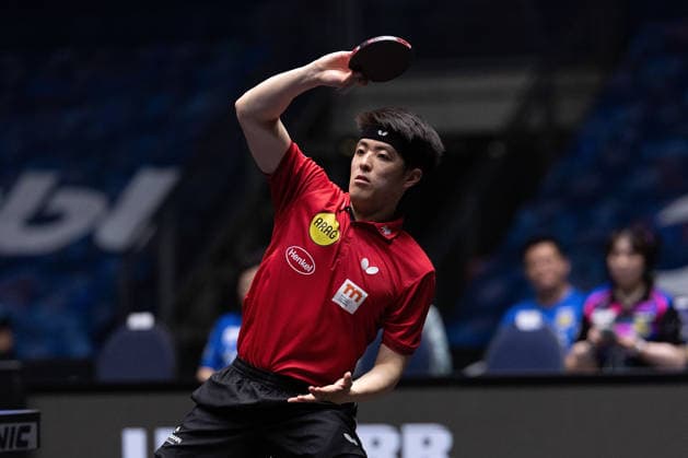 Dang Qiu (GER, Borussia Duesseldorf) in action during the semifinal matches Borussia Düsseldorf TTC Schwalbe of the Liebherr TTBL Final4 at the Süwag Energie ARENA on May 30, 2026, in Frankfurt, Germany Copyright: JoaquimxFerreira