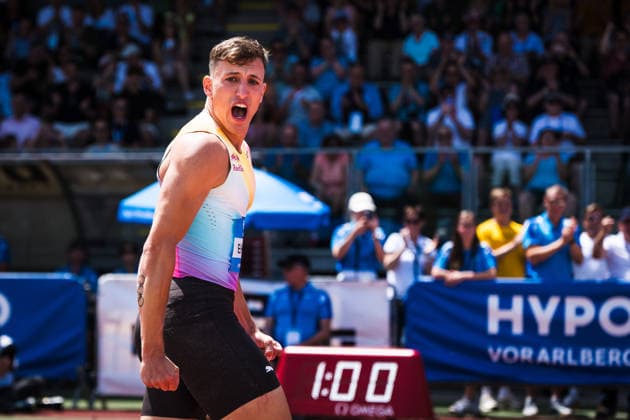 51. Hypomeeting, Goetzis (AT), 30.05.2026 GOETZIS, SWITZERLAND - MAY 30: Simon EHAMMER of Switzerland reacts to his world record in the long jump for decathletes at the 51. Hypomeeting, Goetzis (AT) on May 30, 2026 in Goetzis, Switzerland. Copyright: xBEAUTIFULxSPORTS UlfxSchillerx