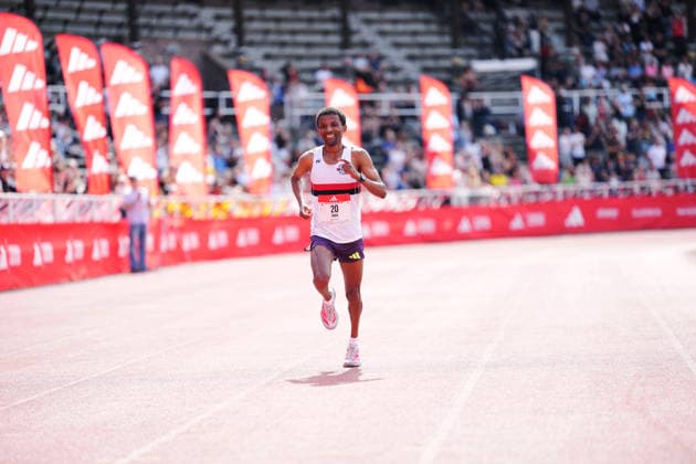 STOCKHOLM, SWEDEN 20260530 Ebba Tulu Chala finishes as the best Swedish runner during the Stockholm marathon on Saturday. STOCKHOLM SWEDEN x10500x