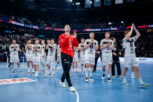 Hamburg 30.05.2026, Handball, Herren, EHF European League Men 2025 26, Halbfinale, Montpellier Handball - THW Kiel Die Mannschaft bedankt sich bei den Fans