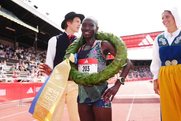 STOCKHOLM, SWEDEN 20260530 Rebeca Kangogo Chesir from Kenya wins the Stockholm marathon on Saturday. STOCKHOLM SWEDEN x10500x