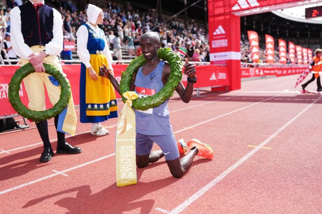 Edwin Kiptoo, Kenya, wins the Stockholm marathon in Stockholm, Sweden, on Saturday, May 30, 2026. STOCKHOLM SWEDEN x10500x