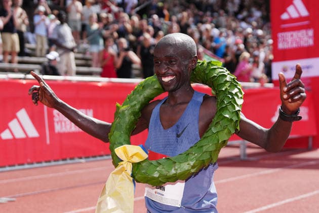 Edwin Kiptoo, Kenya, wins the Stockholm marathon in Stockholm, Sweden, on Saturday, May 30, 2026. STOCKHOLM SWEDEN x10500x
