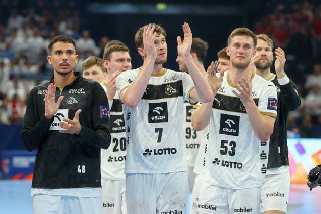 30.05.2026 ,xgox, Handball - EHF European League Halbfinale Montpellier Handball - THW Kiel emspor, v.l. Magnus Landin Jacobsen (Kiel, 7) Jubel ueber den Sieg, Jubel nach Spielende Hamburg