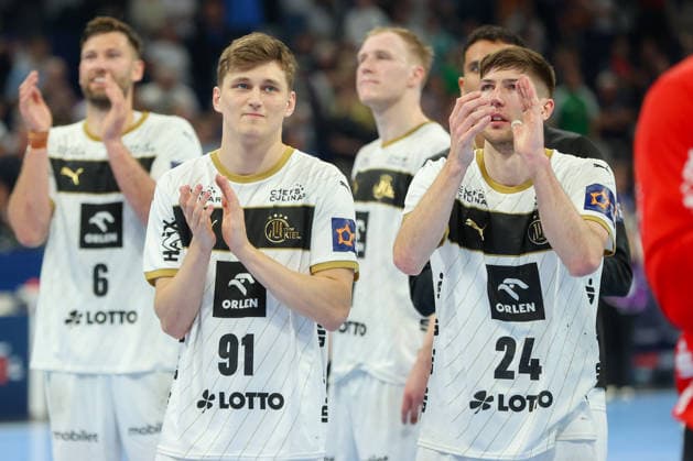 30.05.2026 ,xgox, Handball - EHF European League Halbfinale Montpellier Handball - THW Kiel emspor, v.l. Bence Imre (Kiel, 91), Lukas Zerbe (Kiel, 24) Jubel ueber den Sieg, Jubel nach Spielende Hamburg