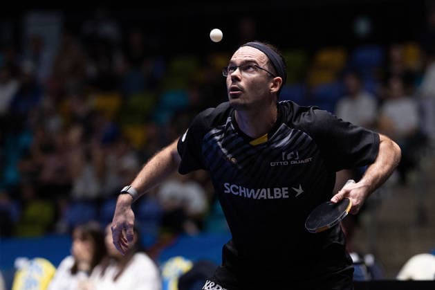 Leo de Nodrest (FRA, TTC Schwalbe Bergneustadt) in action during the semifinal matches Borussia Düsseldorf TTC Schwalbe of the Liebherr TTBL Final4 at the Süwag Energie ARENA on May 30, 2026, in Frankfurt, Germany Copyright: JoaquimxFerreira