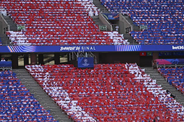 Ahead of the UEFA Champions League final in Budapest BUDAPEST, HUNGARY - MAY 30: A general view of the Puskas Arena ahead of the UEFA Champions League final match between Paris Saint-Germain (PSG) and Arsenal in Budapest, Hungary, on May 30, 2026. Halil Sagirkaya Anadolu Budapest Hungary. Editorial use only. Please get in touch for any other usage.  Copyright: x2026xAnadoluxHalilxSagirkayax