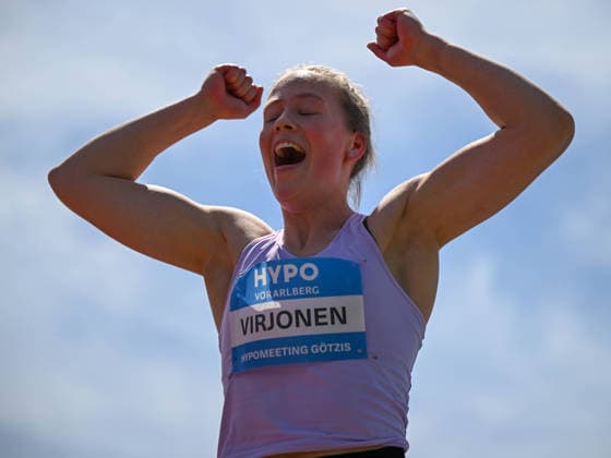 ATHLETICS - Hypomeeting Goetzis 2026 GOETZIS,AUSTRIA,30.MAY.26 - ATHLETICS - World Athletics Combined Events Tour, Hypomeeting, heptathlon, high jump. Image shows the rejoicing of Enni Virjonen (FIN).  GEPAxpictures xOliverxLerch