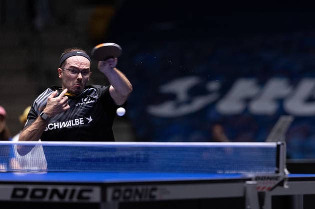 Leo de Nodrest (FRA, TTC Schwalbe Bergneustadt) in action during the semifinal matches Borussia Düsseldorf TTC Schwalbe of the Liebherr TTBL Final4 at the Süwag Energie ARENA on May 30, 2026, in Frankfurt, Germany Copyright: JoaquimxFerreira