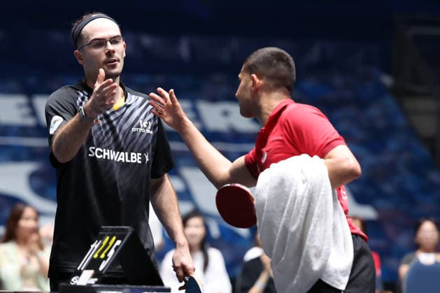 30.05.2026, xrekx, Tischtennis TTBL Final 4, Borussia Düsseldorf - TTC Schwalbe Bergneustadt v.l. Sieger Spiel 3 Leo de Nodrest (TTC Schwalbe Bergneustadt) Kanak Jha (Borussia Duesseldorf) (DFL DFB REGULATIONS PROHIBIT ANY USE OF PHOTOGRAPHS as IMAGE SEQUENCES and or QUASI-VIDEO) Frankfurt am Main
