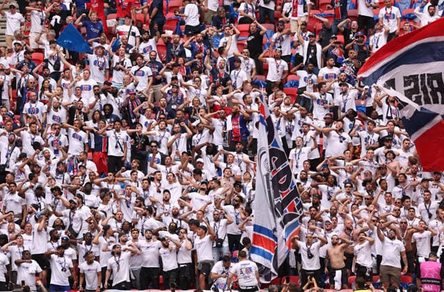 Budapest, Hungary, 30th May 2026. Paris Saint Germain fans during the Paris Saint Germain vs Arsenal UEFA Champions League Final match at Puskas Arena, Budapest. Picture credit should read: David Klein Sportimage EDITORIAL USE ONLY. No use with unauthorised audio, video, data, fixture lists, club league logos or live services. Online in-match use limited to 120 images, no video emulation. No use in betting, games or single club league player publications. SPI_018_DK_PSG_Arsenal SPI-4828-0017