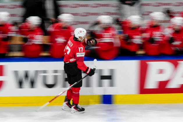 ZURICH, SWITZERLAND - MAY 30: Ken Jager of Switzerland celebrates his goal during the 2026 IIHF Ice hockey, Eishockey World Championship, WM, Weltmeisterschaft Switzerland game between Switzerland and Norway at Swiss Life Arena on May 30, 2026 in Zurich, Zurich. Zurich Swiss Life Arena Zurich Switzerland Copyright: xJustPictures.ch JarixPestelaccix jp-en-EuSpIm-JP6_JAR_Switzerland_Norway_30May2026_00057
