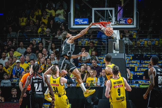 Basketball Berlin 30.05.2026 Saison 2025 2026 EasyCredit BBL 1. Bundesliga Männer, Herren Playoffs Halbfinale Spiel 1 Alba Berlin - BMA365 Bamberg Baskets Demarcus Demonia (Bamberg, No.08)