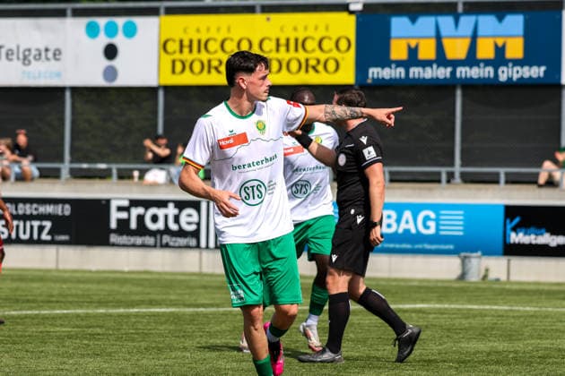 Fussball: Schweiz: Promotion League 2025 2026 - Letzter Spieltag, 30.05.2026 - SC Kriens vs. FC Bavois - Kleinfeld (Kriens, Schweiz); Torjubel Nando Toggenburger Kriens Stadion Kleinfeld Luzern Schweiz Copyright: xAmiirxAmedjouax