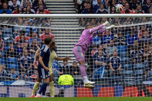 Scotland v Curacao, Friendly International Challenge Eloy Room of Curacao comes off his line to punch the ball away from danger during the International Challenge Match - Scotland vs Curacao, Barclays Hampden, Glasgow. 30 May 2026 Hampden Park Barclays Hampden Glasgow Scotland Editorial use only , Copyright: xColinxPoultneyx PSI-24309-0141