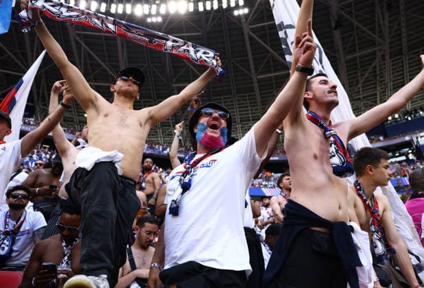 Budapest, Hungary, 30th May 2026. Paris Saint Germain fans before the Paris Saint Germain vs Arsenal UEFA Champions League Final match at Puskas Arena, Budapest. Picture credit should read: David Klein Sportimage EDITORIAL USE ONLY. No use with unauthorised audio, video, data, fixture lists, club league logos or live services. Online in-match use limited to 120 images, no video emulation. No use in betting, games or single club league player publications. SPI_043_DK_PSG_Arsenal SPI-4828-0042