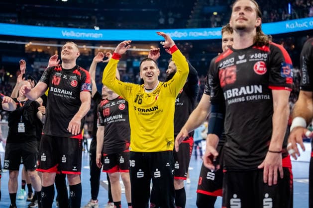 Hamburg 30.05.2026, Handball, Herren, EHF European League Men 2025 26, Halbfinale, MT Melsungen - SG Flensburg-Handewitt Jubelender Nebojsa Simic (MT Melsungen, 16) nachdem Spiel