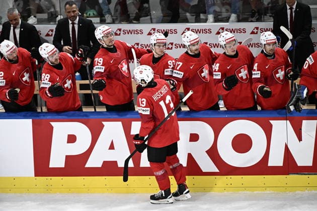 LKS 20260530 13 Nico Hischier of Switzerland celebrates after scoring 5-0 goal during the 2026 IIHF Ice hockey, Eishockey World Championships semi-final match between Switzerland and Norway in Zurich on May 30, 2026. - RONI REKOMAA Zürich Switzerland gfGM8hgsZ74  Copyright: xRonixRekomaax gfGM8hgsZ74