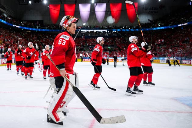 260530 Leonardo Genoni of Switzerland after the 2026 IIHF Ice hockey, Eishockey World Championship, WM, Weltmeisterschaft semifinal match between Switzerland and Norway on May 30, 2026 in Zürich. Photo: Jesper Zerman BILDBYRAN kod JZ JZ0737 ishockey ice hockey ishockey-vm 2026 vm 2026 iihf world championship semifinal semifinals switzerland schweiz norge norway bbeng Copyright: JESPERxZERMAN BB260530JZ074