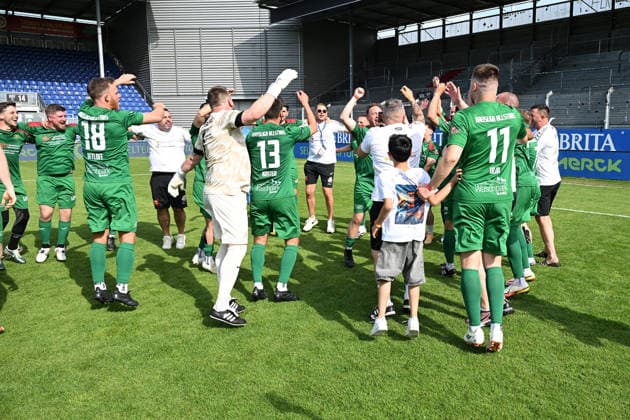 30.05.2026, xsvx, Fussball Langholz Cup 2026, v.l. Jubel, Freude, Emotionen ueber den Sieg Wiesbaden