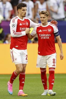 BUDAPEST, 30-05-2026, Puskas Arena, UEFA Champions League Final season 2025 2026 Match between Paris Saint Germain and Arsenal. Picture shows Arsenal player Kai Havertz ,Arsenal player Martin Odegaard Paris Saint Germain - Arsenal  x204054838x Copyright: