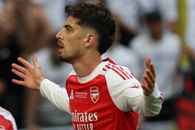30.05.2026 - SOCCER - 2025-2026 UEFA Champions League final , Paris vs Arsenal Kai Havertz (Arsenal) celebrates his team s first goal Budapest Puskas Arena ,Budapest Puskas Arena Hungary