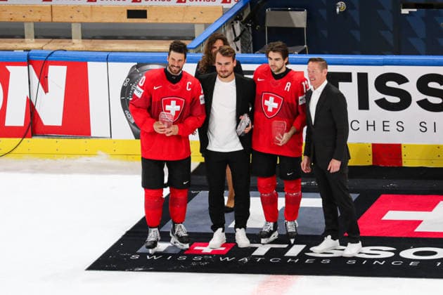 IPA85189143 - three best players form team Switzerland during IIHF World Championship, WM, Weltmeisterschaft - Semifinal - Switzerland vs Norway, Ice hockey, Eishockey in Zurich, Switzerland, May 30 2026  Copyright: xAndreaxRe IPAxSportx xx 85189143