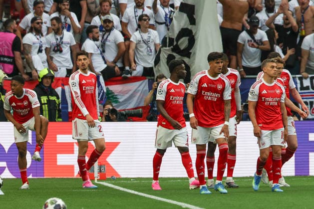 30.05.2026, xzstx, Fussball UEFA Champions League Finale 2026, Paris St. Germain - FC Arsenal London v.l. Arsenal nach Tor zum 0:1 durch Kai Havertz (Arsenal, 29) Jubel, Torjubel, jubelt ueber das Tor, celebrate the goal, celebration (DFL DFB REGULATIONS PROHIBIT ANY USE OF PHOTOGRAPHS as IMAGE SEQUENCES and or QUASI-VIDEO) Budapest