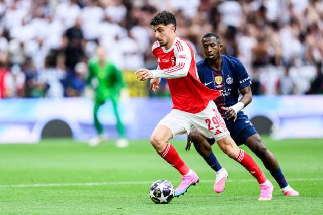 260530 Kai Havertz of Arsenal during the UEFA Champions League final match between Paris Saint-Germain and Arsenal on May 30, 2026 in Budapest. Photo: Maxim Thore BILDBYRAN kod MT MT1056 fotboll football soccer fotball uefa champions league champions league paris saint-germain arsenal bbeng Copyright: MAXIMxTHORE BB260530MT091